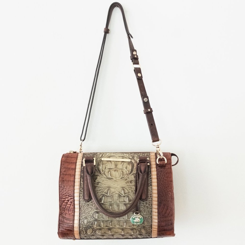 Brahmin Croc Leather Colorblock Crossbody Handbag. Only used a few times.